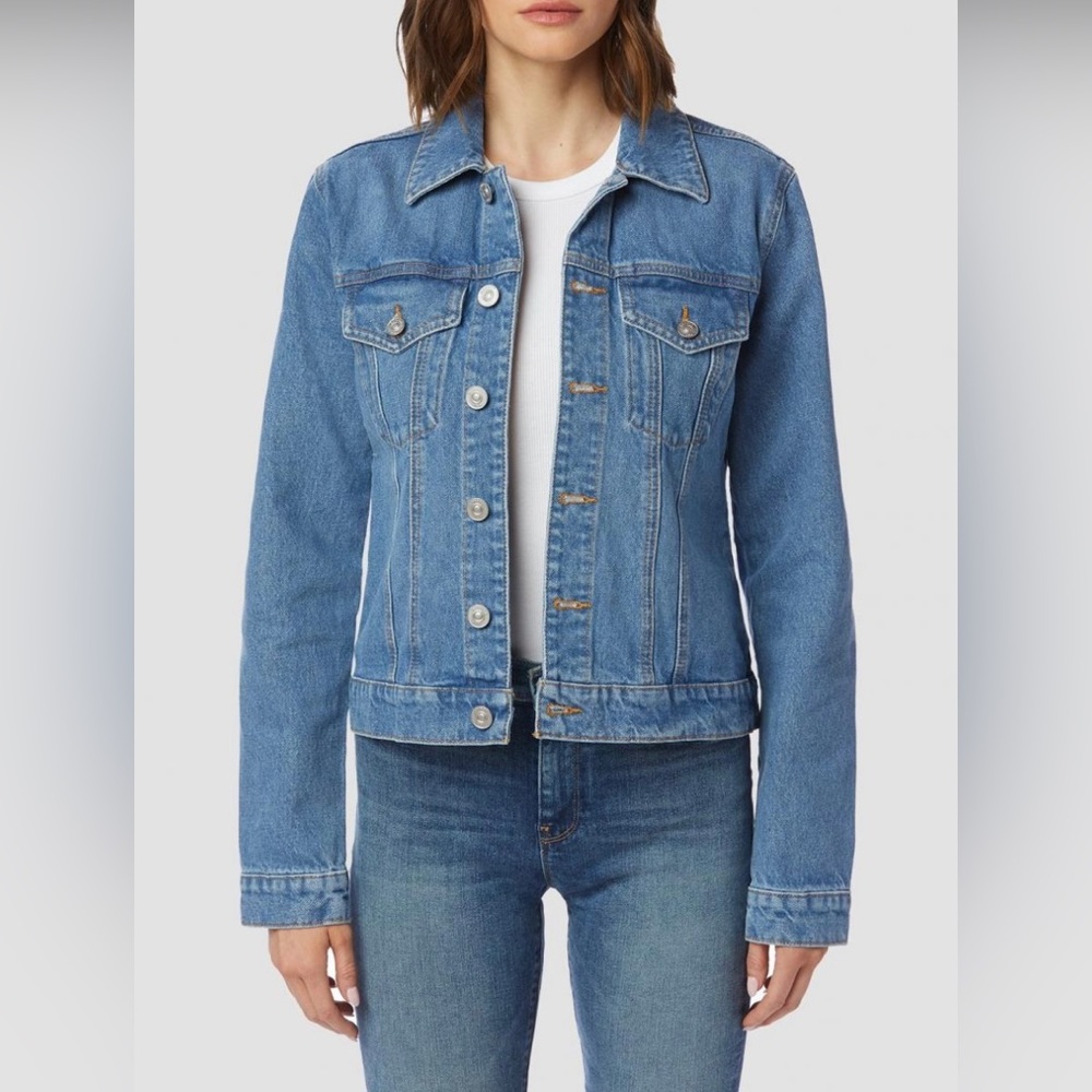 NWT HUDSON Jeans Women's Classic Fitted Trucker Jacket, Tahoe Blue Denim, Sz S/M